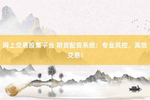 網上交易股票平臺 期貨配資系統:專業風控,高效交易!