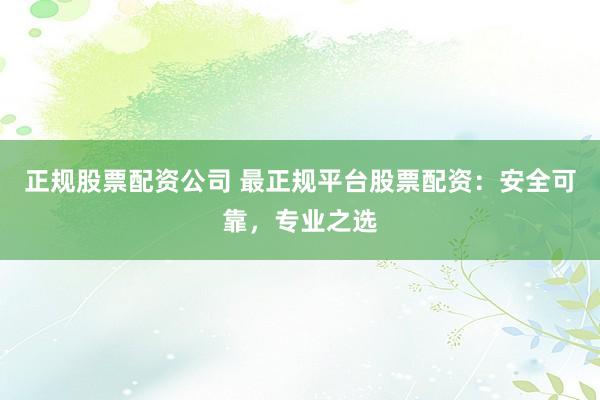 正規股票配資公司 最正規平臺股票配資：安全可靠，專業之選
