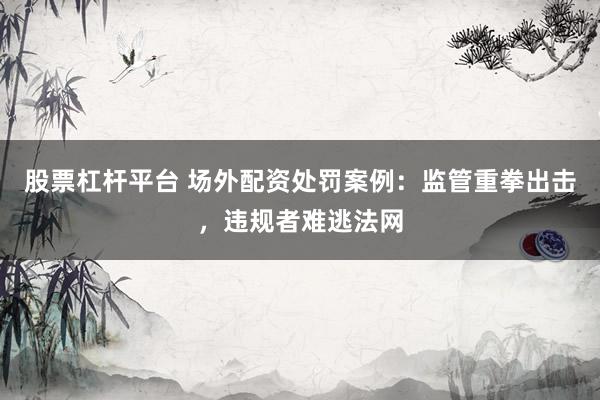 股票杠桿平臺 場外配資處罰案例：監(jiān)管重拳出擊，違規(guī)者難逃法網(wǎng)